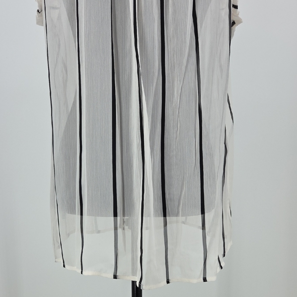 Who What Wear White Sleeveless Ruffle Mock Neck Striped Cami - Picture 14 of 15